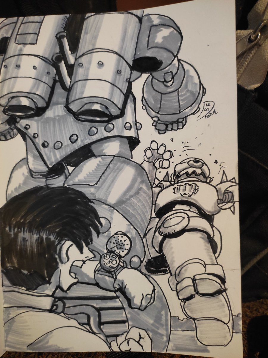 Diontorahono's tweet image. Day 12 Remote for the Giant Robo in his wrist!
Hidake!! Giant Robo!!
#giantrobot #inktoberday12 #inktober2024 #inktoberremote