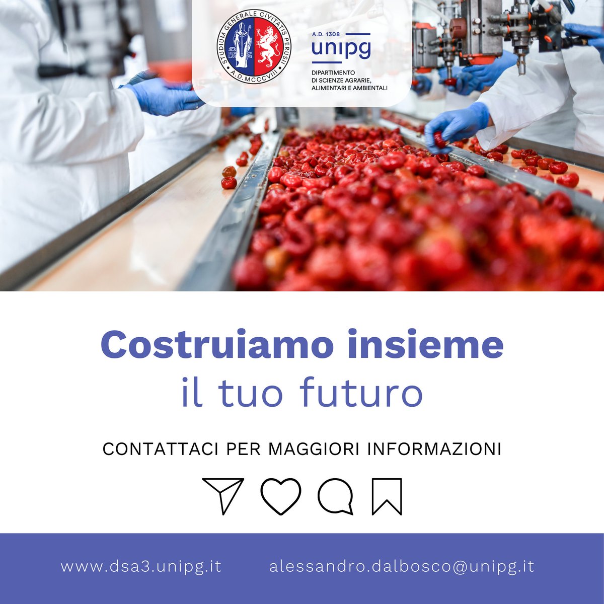 Sogni una carriera nel settore dell'alimentazione? Il corso di laurea in Economia e Cultura dell'Alimentazione ti offre una formazione multidisciplinare unica, per gestire imprese alimentari, creare eventi eno-gastronomici e comunicare l'innovazione nel cibo. 
#LaureaTriennale