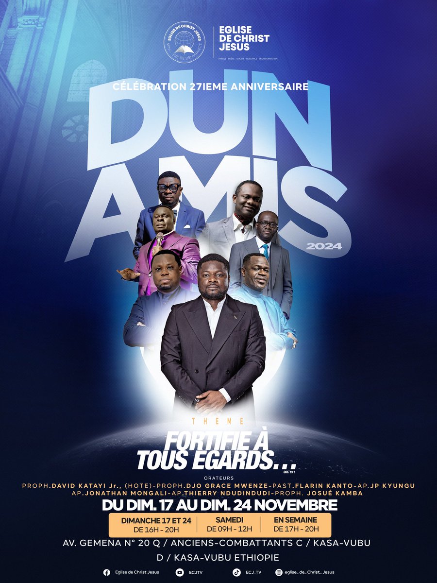 D U N A M I S 2024 est là
du 17 au 24 novembre 
📍Église de Christ Jésus - Kinshasa 

welcome 
#senseï