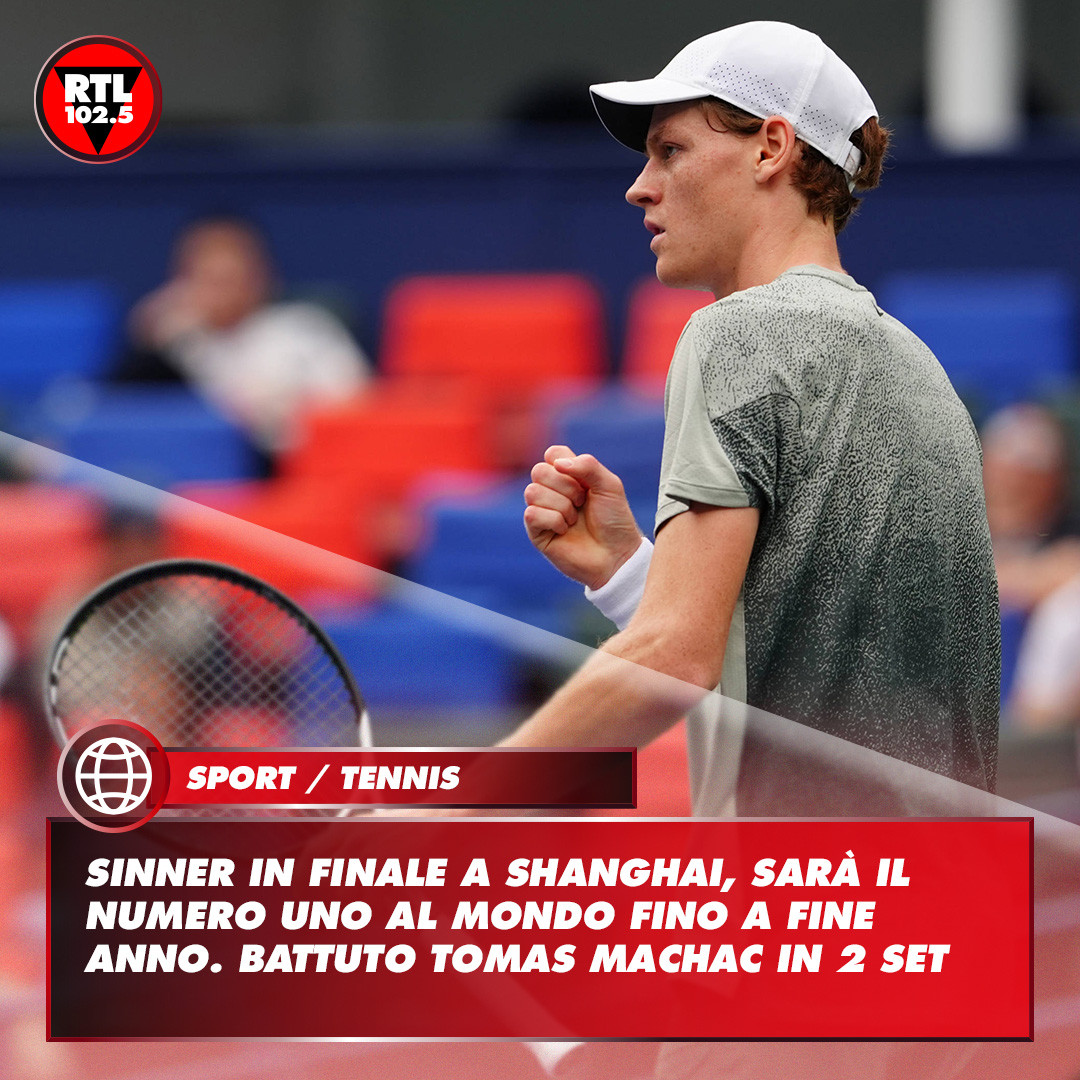 rtl1025's tweet image. 🎾 Jannik #Sinner si è qualificato per la finale del Masters 1000 di Shanghai, dopo aver battuto in semifinale il ceco Tomas #Machac 6-4, 7-5.
In finale l’altoatesino sfiderà uno tra Novak #Djokovic e Taylor #Fritz.