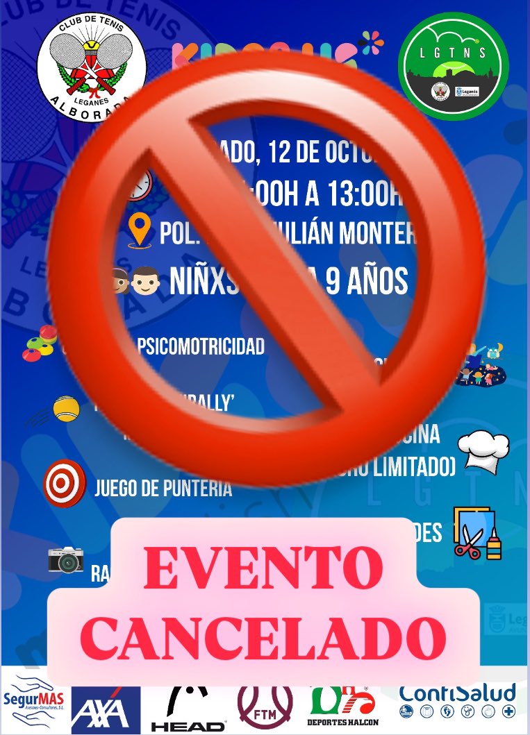 SUSPENDIDO | Debido a la climatología, nuestro evento junto a Kids &amp; Us programado para hoy a las 11:00h queda suspendido 🌧️
Sentimos las molestias
