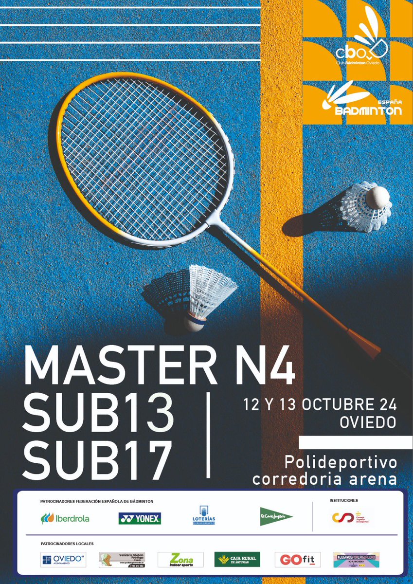 BadmintonESP's tweet photo. ‼️ Oviedo reúne a más de 150 deportistas en el Máster Nacional Sub13 y Sub17
El Corredoria Arena será testigo de más de 270 partidos este fin de semana.
➕ https://t.co/WW3j2mXxSC https://t.co/THHCKHMcQE