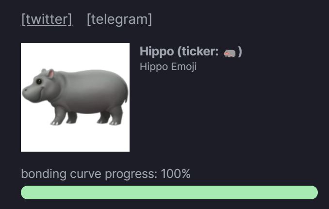 ox102call's tweet photo. Bonding 100%
Send it $1m today
#MEME #EMOJO #HIPPO #SOL https://t.co/mHiiZYZVJn