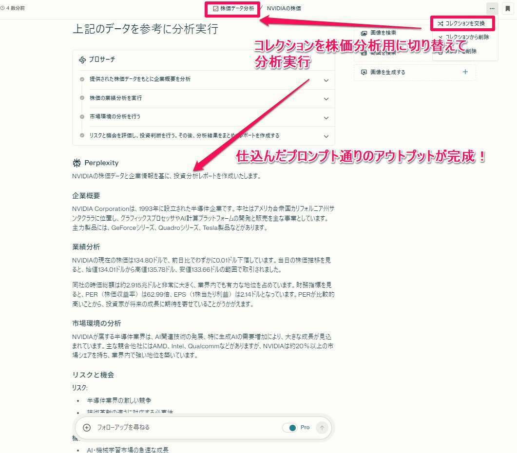 📝ついに！Perplexityでグラフ生成できる！ オススメの使い方は2つのコレクションを使いこなす方法 ①グラフ化用のコレクションで株価分析  ②投資分析用のコレクションで投資用レポート作成 あまり使われていない「コレクションの交換」機能を使うと一味違う効率の良い ...