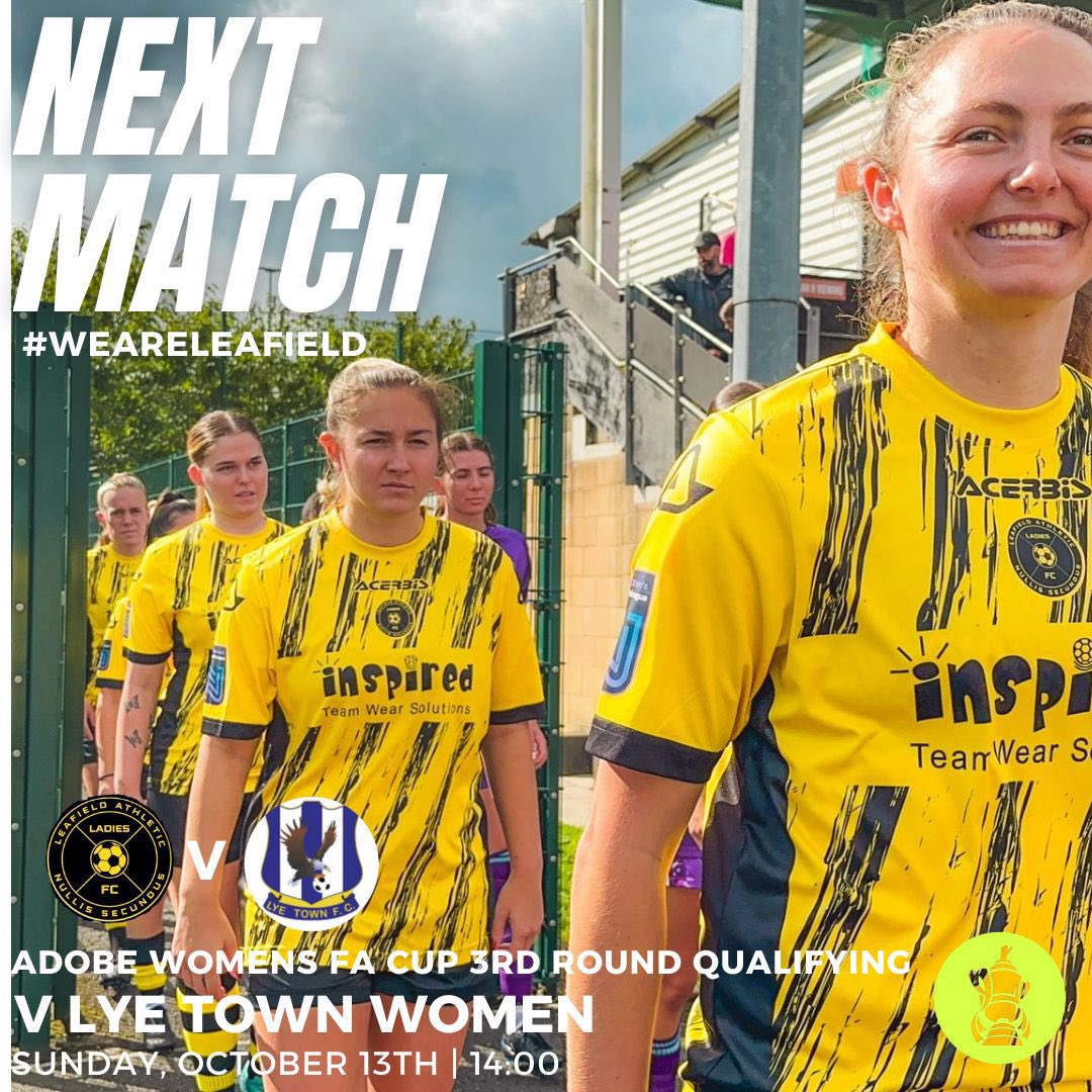 𝐔𝐩 𝐟𝐨𝐫 𝐭𝐡𝐞 𝐜𝐮𝐩 🤩

𝐖𝐞 𝐭𝐚𝐤𝐞 𝐨𝐧 <a href="/LyeTownWomenFC/">Lye Town Women FC</a> 𝐢𝐧 𝐭𝐡𝐞 <a href="/AdobeWFACup/">Adobe Women's FA Cup</a> 𝐓𝐎𝐌𝐎𝐑𝐑𝐎𝐖 🏆

🆚 <a href="/LyeTownWomenFC/">Lye Town Women FC</a> 
🏟️ Castle Vale Stadium - B357LQ
⏰ 14:00 KO 
📆 October, 13th
💷 Adults - £5, Concessions - £3 
🆓 Free Parking

<a href="/FAWNL/">FA Women's National League</a> | 🟡⚫️ |