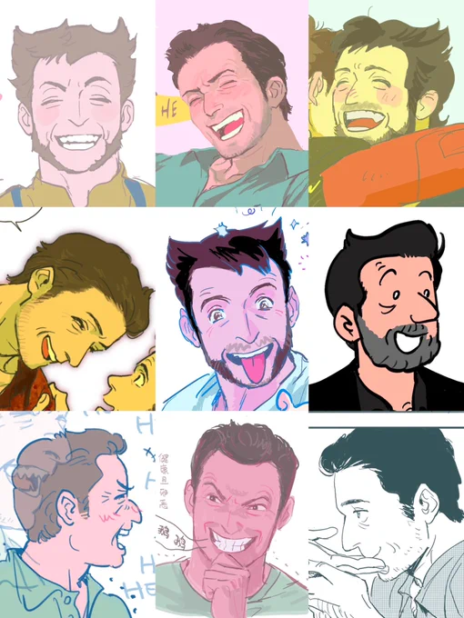 发现画过的休全部是一个表情!?
都是此大笑系男子的错😄

#HughJackman 