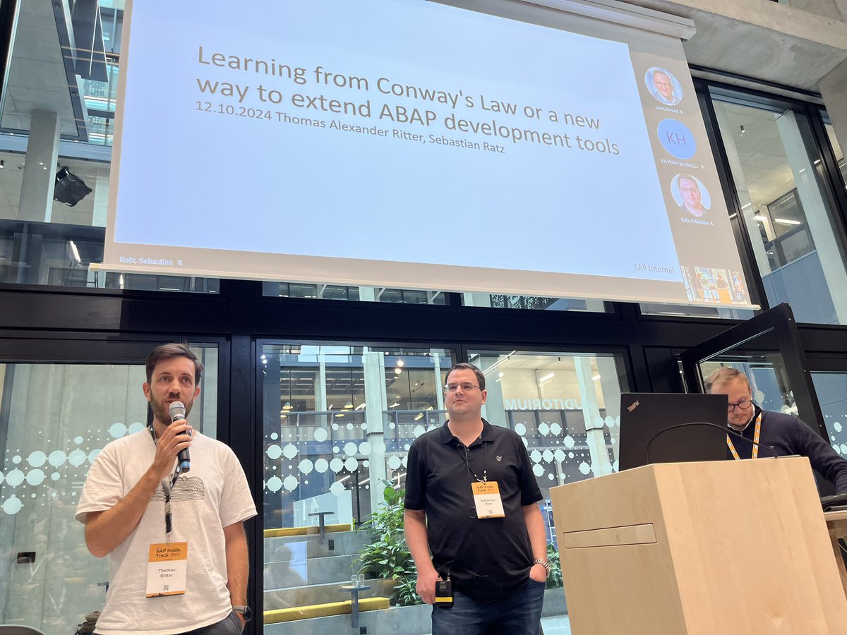 #SITMUC Thomas Ritter and Sebastian Ratz sharing lots of insights about “Learning from Conway's Law or a new way to build ABAP development tools”
