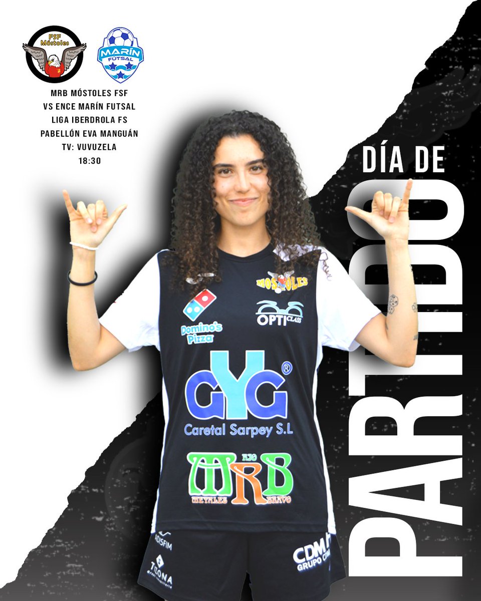 FSFMostoles's tweet photo. No lo olvides, ¡hoy es día de partido!

🏆#PrimeraIberdrolaFS 
⚽️6ª jornada
🆚@marin_futsal

🏟️ Pabellón Eva Manguán
🗓️Sábado 12 de octubre
🕘18:30h
📺@live_vuvuzela

#MRBMóstolesFSF 🖤🤍
#VamosMóstoles 🦅 https://t.co/npqB5dJ0nV