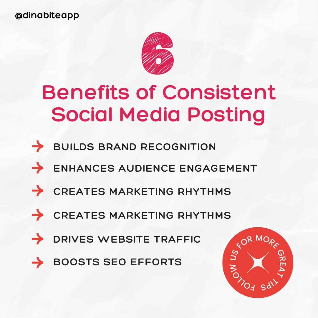 Embrace the power of consistency with Dinabite’s scheduling tools, making it easier than ever to stay active and engaged with your audience. Ready to level up your social media game? 🚀 

dinabite.ai

#StayConsistent #SocialMediaStrategy #Dinabite