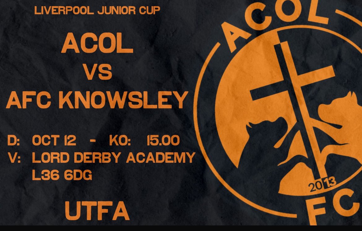 Back at home today as we start our cup campaign in the Liverpool Junior Cup 

🆚 AFC Knowsley U23
⏱️ 3PM K.O
🏟️ Lord Derby Academy 
🏆 Liverpool Junior Cup

🟠⚫️ UTFA ⚫️🟠