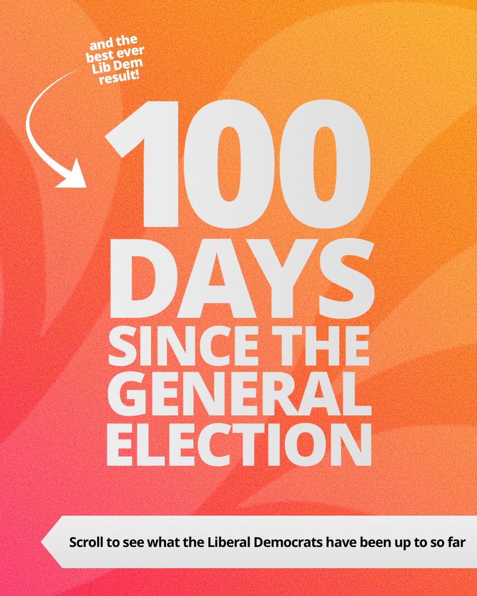 LibDems's tweet image. At the last General Election, millions of people put their faith in the Liberal Democrats to be local champions for their local communities. 
 
100 days in, our MPs are working tirelessly for local people, and it’s the Liberal Democrats who will be the constructive opposition to…