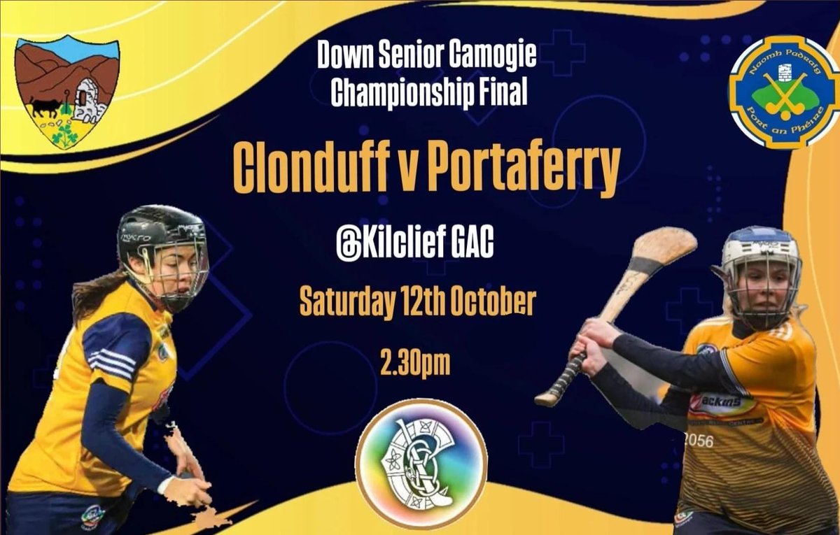 ****CHAMPIONSHIP FINAL DAY****
 All  roads lead to Kilclief this afternoon  for the big match. Wishing Derek, Alistair, Guinevra, captain Clare and the rest of the team  the very best of luck  Let's  get to Kilclief and cheer them on as they aim to become Down Champions 💛