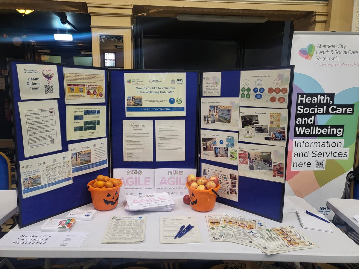 All set up for the Grampian Gathering today at the Beach Ballroom. Promoting the Aberdeen Vaccination &amp; Wellbeing Hub and volunteering opportunities.  #grampiangathering <a href="/NHSGrampian/">NHS Grampian</a>