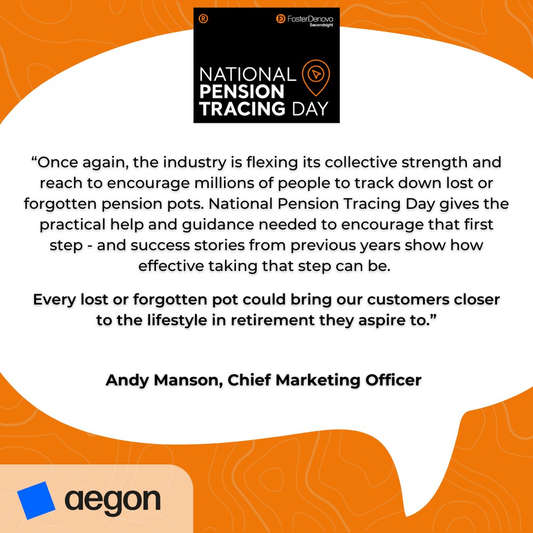 We’re thrilled to have <a href="/Aegon/">Aegon</a> on board for #NationalPensionTracingDay!   

  Read why they’re supporting the #GreatPensionTreasureHunt👇