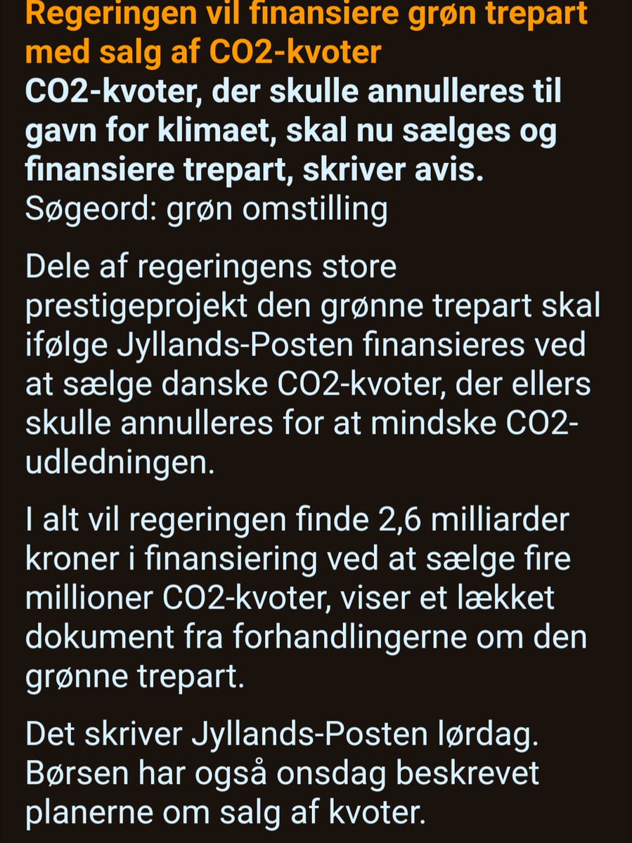 Klimabevægelsen (@klimabev) on Twitter photo Undskyld, men hvad fanden sker der <a href="/JeppeBruus/">Jeppe Bruus</a>?
Det må I simpelthen ikke tillade <a href="/JuulMona/">Mona Juul</a> @martinlidegaard <a href="/pelledragsted/">Pelle Dragsted</a> <a href="/PiaOlsen/">Pia Olsen Dyhr</a>
Den grønne trepart er helt sort #dkpol Undskyld, men hvad fanden sker der <a href="/JeppeBruus/">Jeppe Bruus</a>?
Det må I simpelthen ikke tillade <a href="/JuulMona/">Mona Juul</a> @martinlidegaard <a href="/pelledragsted/">Pelle Dragsted</a> <a href="/PiaOlsen/">Pia Olsen Dyhr</a>
Den grønne trepart er helt sort #dkpol