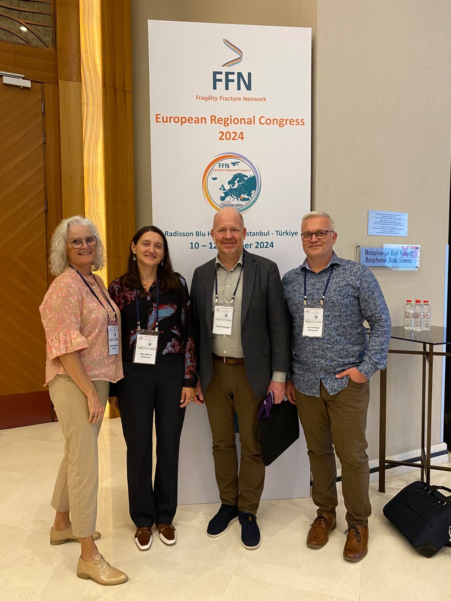 At <a href="/FF_Network/">Fragility Fracture Network (FFN)</a> #FFN2024 in Istanbul. <a href="/JaOvergaard/">Jan Arnholtz Overgaard, PT, MSc.</a> and Charlotte Myhre Jensen are together with <a href="/FredeFrihagen/">Frede Frihagen</a> and with one of the keynotes speakers <a href="/n_vandervelde/">Nathalie van der Velde</a> for the comming #FFN_Denmark 2. conference in May 2025 at <a href="/AUHdk/">Aarhus Uni.hospital</a> <a href="/DCEAarhus/">Department of Clinical Epidemiology, Aarhus</a>. Great collegues and conference