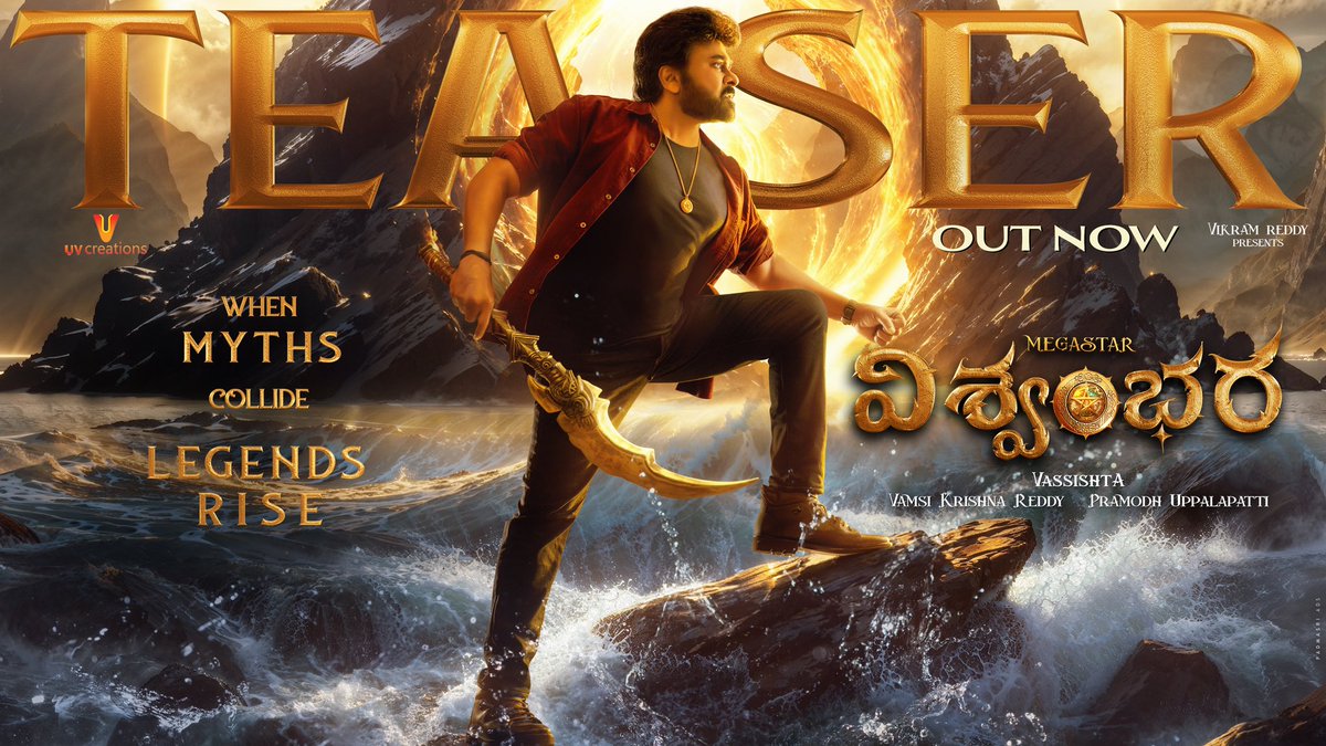 V celluloid (@vcelluloidsoffl) on Twitter photo The universes tremble. The world wobbles. The stars shudder - On ONE MAN'S ARRIVAL 💫
#VishwambharaTeaser out now ❤️🔥
▶️ youtu.be/NCv-wz1nSnE
Team #Vishwambhara wishes you all a very Happy Vijaya Dashami ✨
MEGA MASS BEYOND UNIVERSE 💥💥
MEGASTAR <a href="/KChiruTweets/">Chiranjeevi Konidela</a> The universes tremble. The world wobbles. The stars shudder - On ONE MAN'S ARRIVAL 💫
#VishwambharaTeaser out now ❤️🔥
▶️ youtu.be/NCv-wz1nSnE
Team #Vishwambhara wishes you all a very Happy Vijaya Dashami ✨
MEGA MASS BEYOND UNIVERSE 💥💥
MEGASTAR <a href="/KChiruTweets/">Chiranjeevi Konidela</a>