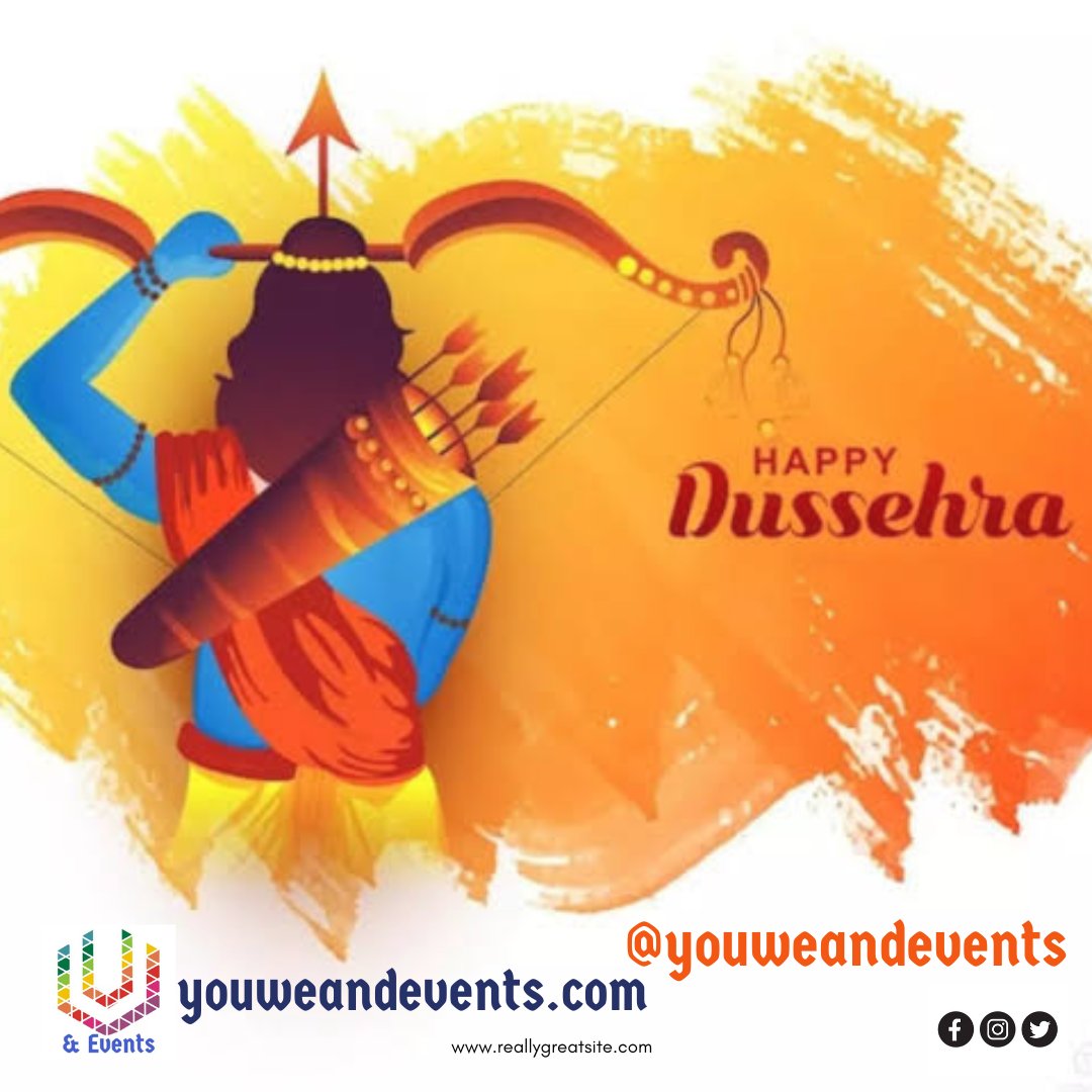 YouWeAndEvents's tweet photo. Wishing Everyone Happy Dussehra..
Victory of Good over Evil..
#VijayaDashmi #vijayadashami2024 #Dussehra2024 #Dussehra #DussehraWishes #youweandevents #celebration #FestivalOfVictory #festival https://t.co/q0F9qzJBlO