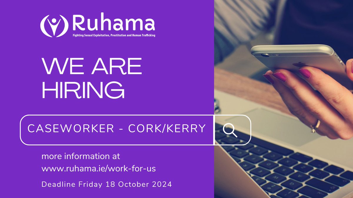 RuhamaAgency's tweet photo. 📢 We are recruiting a #caseworker for our Cork office!

📌 The post holder will provide a holistic, person-centred approach to care &amp; case management for service users who have been impacted by sexual exploitation. 

👉 Apply here: https://t.co/BpqyhDJDXq
 #jobfairy #CorkJobs https://t.co/uPfiZCsXgA