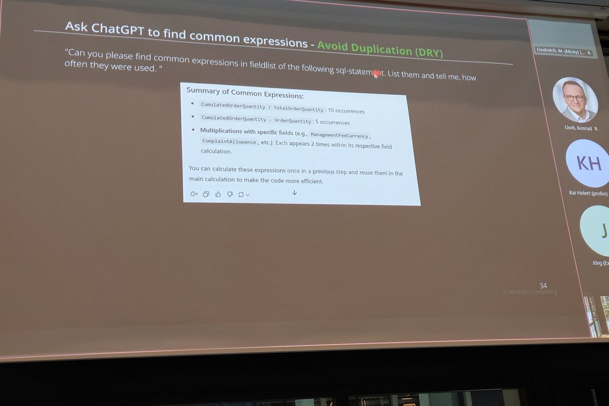 Another hot tip by <a href="/joerg_brandeis/">Jörg Brandeis</a>, let #ChatGPT find common expressions
#sitMUC <a href="/sitMUC/">SAP Inside Track Munich</a>