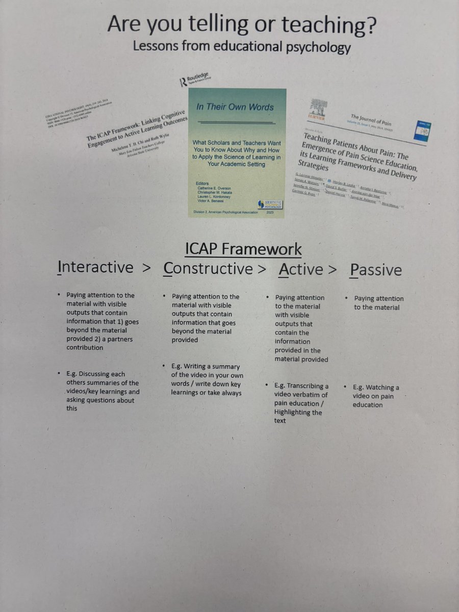 kellywainw's tweet image. Telling or Teaching at #physio24
Do the patients understand what you’re teaching if you don’t interact, summarise and reflect? 
More work to guide our pulmonary rehab education review 🫁 @rehab_pulmonary