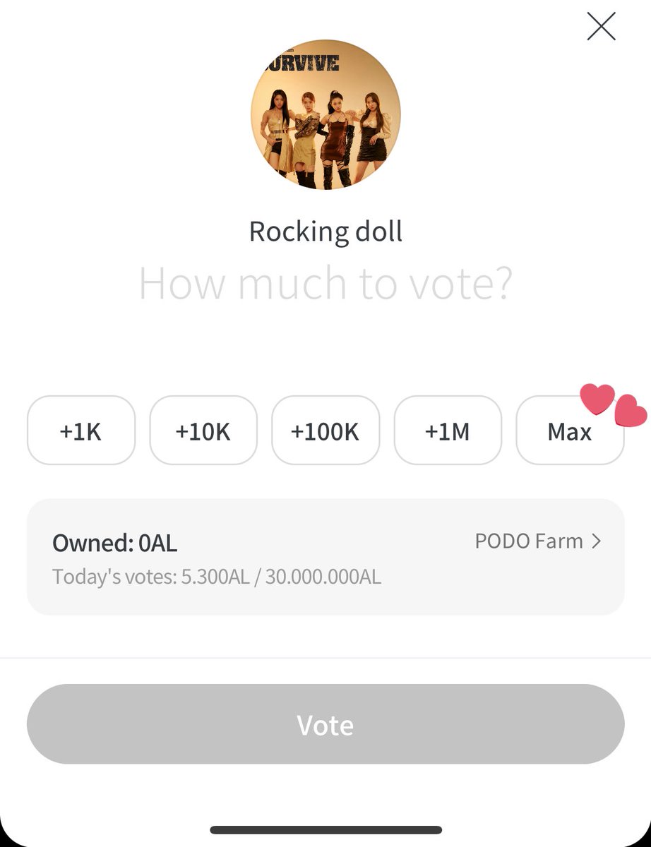 Rockingdoll__'s tweet photo. At the end of 25 ads, it gives you 20 jelly and you can earn 4,000 AL tokens by pressing the “exchange jelly” button. And by pressing the “max” button in the voting section, you can use all the tokens you have to the rocking doll. good luck nova. https://t.co/j8Bd3az38u