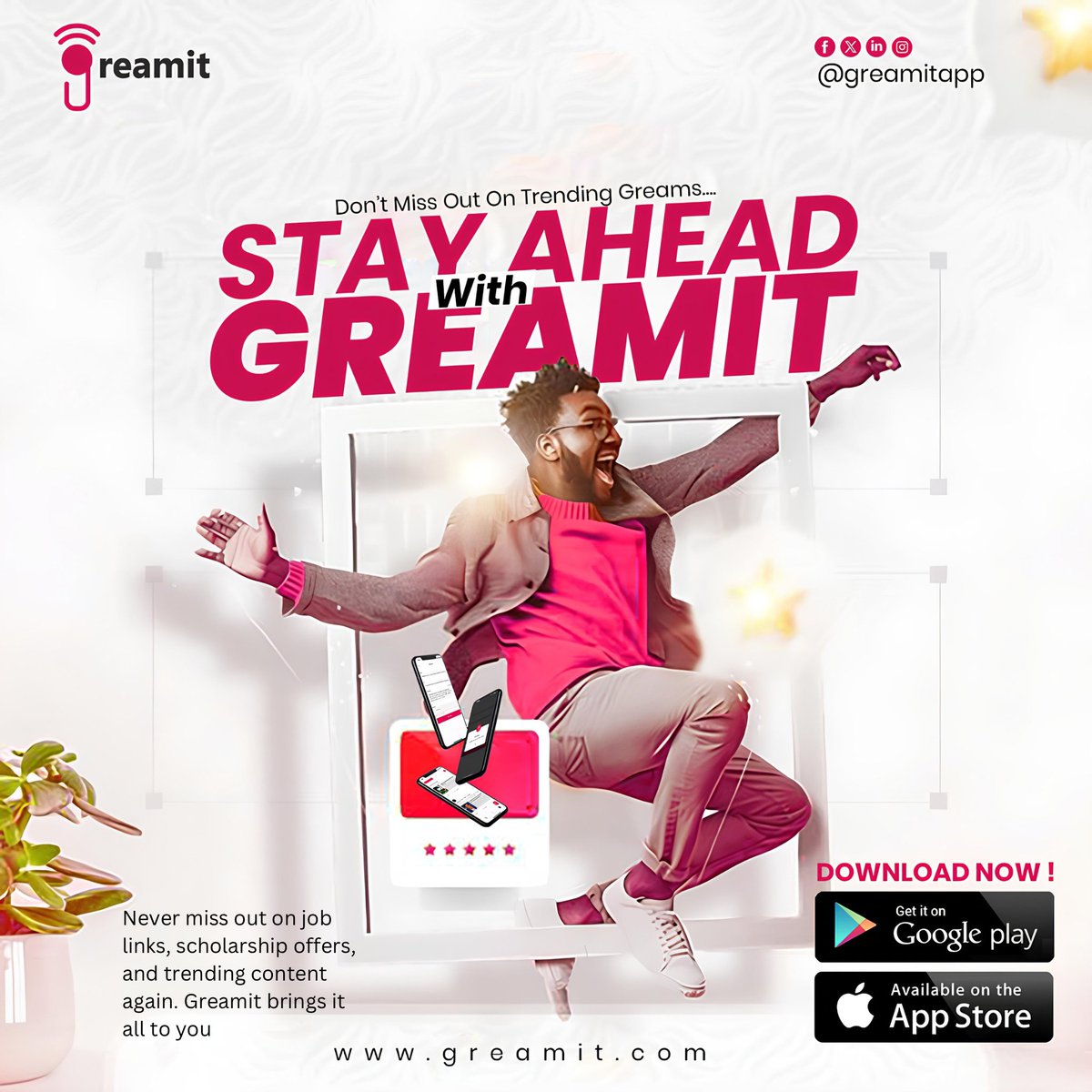 greamitapp's tweet photo. Don’t miss out on trendy greams! 

Download the Greamit app to share links to your posts from other platforms and connect with a community that matches your passions. 

Stay ahead of the curve, discover trending content, grow your audience, and engage with creators in one place https://t.co/ntNN6C0B04