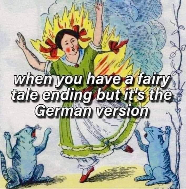littlewisehen's tweet photo. Deutsche Märchen sind ja für ihre positive Grundstimmung bekannt… 😇 https://t.co/YeEz5g9dIG