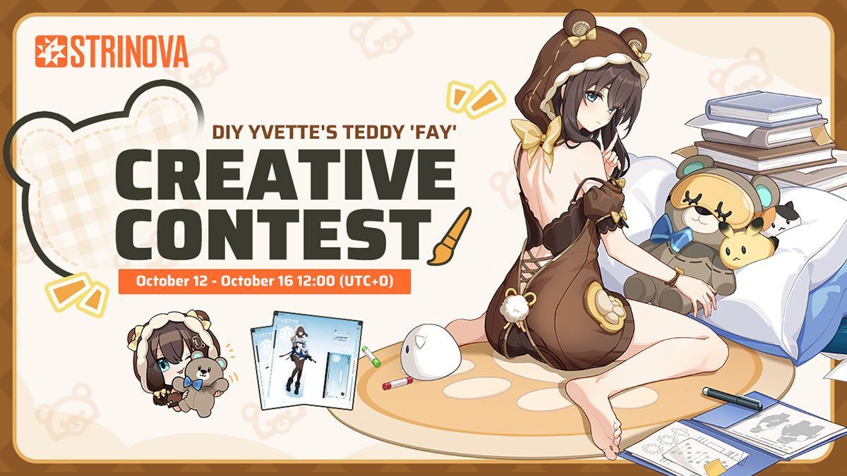 Strinova_EN's tweet photo. 🎨DIY Teddy "Fay" Fanart Contest🎨 
🧸Draw your version of Yvette's teddy, Fay, for a chance to win the "Yvette Standee"!

🚩 How to Participate:
1️⃣ Use the template provided below to create your version of Yvette's teddy. 
2️⃣ Reply to this post and share your creative artwork! 

⏰ Event Duration:
Submission Period: October 12 - October 16 12:00 (UTC+0)  
Draw Date: October 23

🧩 Click here to read the full event rules: https://t.co/raNxaJ7vls

#Strinova #SuperstringTest #StrinovaFanart