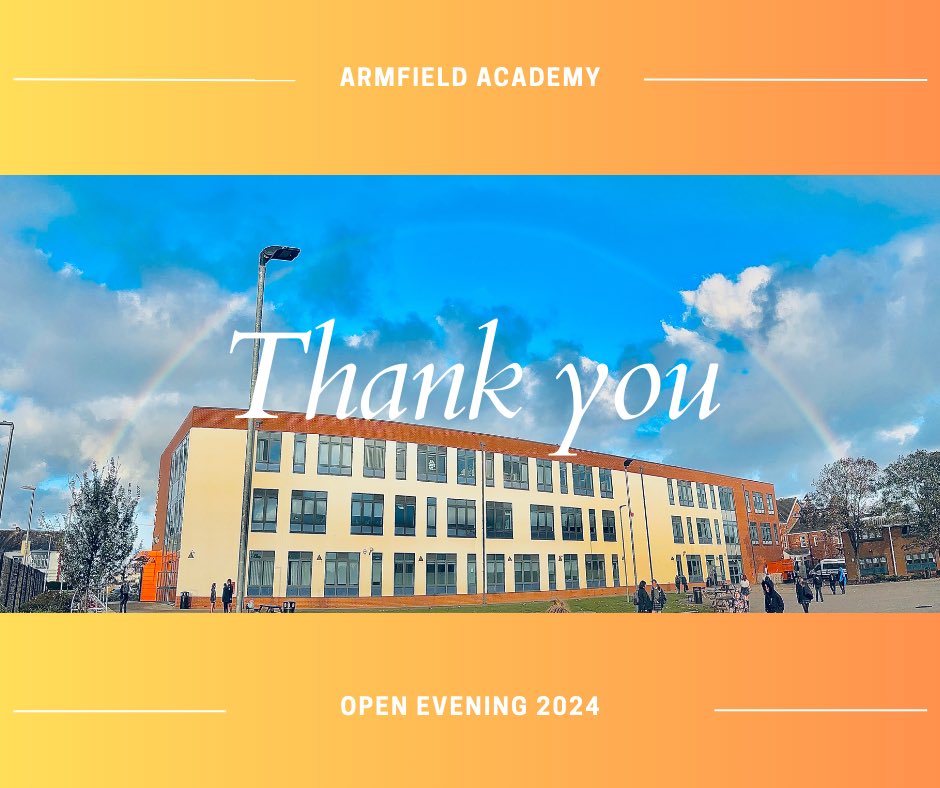 <a href="/ArmfieldFCAT/">Armfield Academy</a> would like to say a big thank you to all students, parents and carers for attending our open event 24 🍊