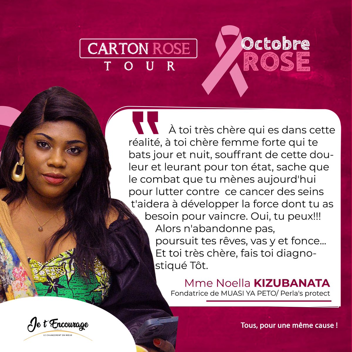Je t'encourage (ONG) (@jetencourage) on Twitter photo CARTON ROSE TOUR 🌸
.
#cancerdusein
#lutte
#despistage
#prevention
#sensibilisations
#octobrerose
#rubanrose
<a href="/NKizubanata/">Noëlla Kizubanata 👩🏼🔬🩸🦠🇨🇩</a> CARTON ROSE TOUR 🌸
.
#cancerdusein
#lutte
#despistage
#prevention
#sensibilisations
#octobrerose
#rubanrose
<a href="/NKizubanata/">Noëlla Kizubanata 👩🏼🔬🩸🦠🇨🇩</a>