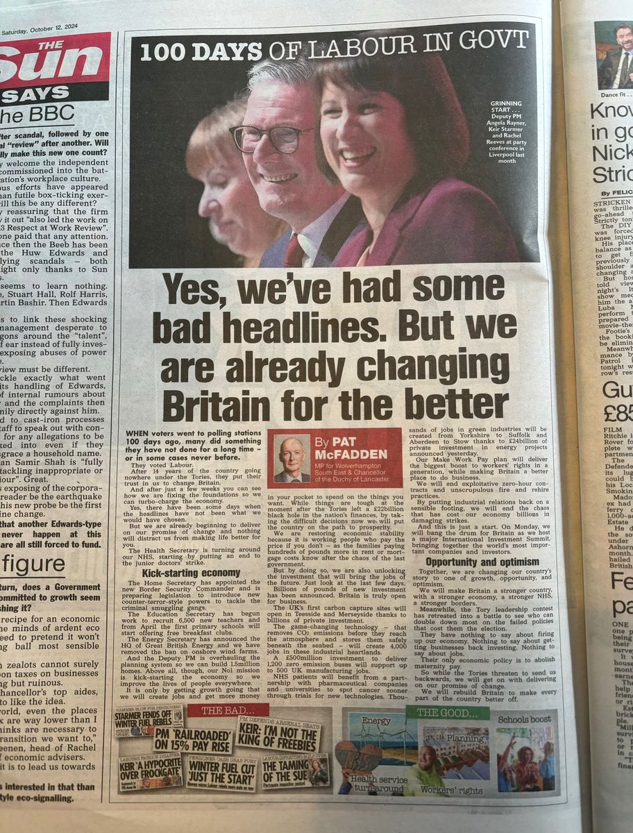 Labour is turning the page on the Tory years.  

Good change is happening. 

And there will be more good change to come.  

My article in ⁦<a href="/TheSun/">The Sun</a>⁩ today.