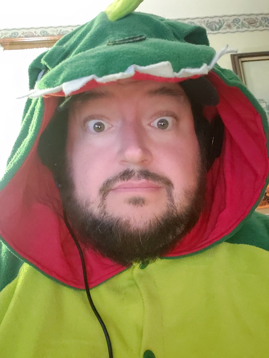 Brocster's tweet photo. Ten hours in and B-Rex gas made an appearance! Join us on stream for all the Skin-A-Thon shenanigans! #StreamRaiders #SkinAThon #SmallStreamer https://t.co/RzA7AyCEpI