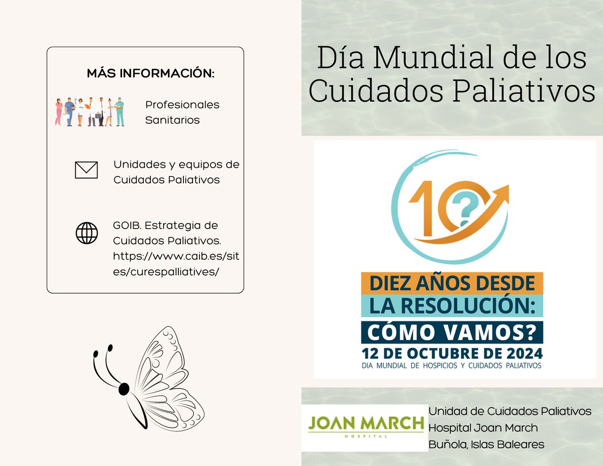 blanco_daniela's tweet photo. El 2do sábado del mes de octubre se conmemora el Dia de los Cuidados Paliativos! El arte de acompañar y cuidar al paciente con enfermedades avanzadas, y a sus familiares,  hasta el final! Desde el equipo del #HospitalJoanMarch visibilizamos nuestra labor 🌸 https://t.co/WRzGttYCj4