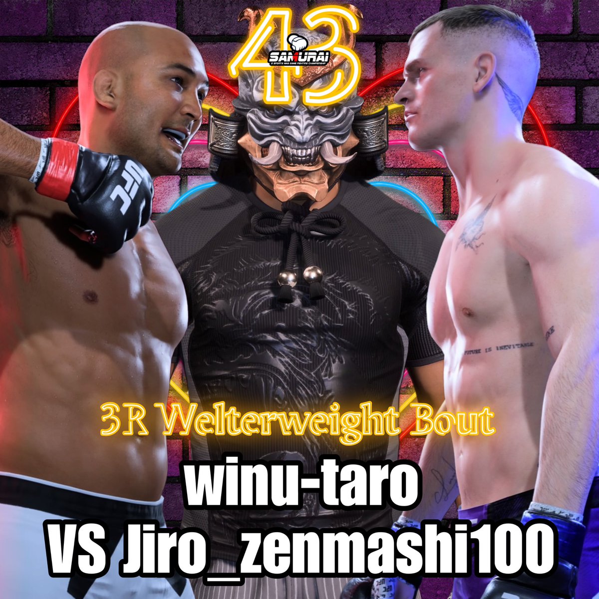 SAMURAI_MMAGAME's tweet photo. @AkumaouziM @Ba921Tomato1 @comtel00007 @Yuko_Aoshima @kakutogifanMMA @daizu_soy_mario @Tonkichi_Jr @yama_to_k @makoda389305 @kyapaotoko @jdvensz FIGHT CARD
#SAMURAI43
3R Welterweight Bout
#N @winu_taro 🇯🇵
🆚
N @ramo_420 🇯🇵
#ufc5
#UFC5
#SAMURAIUFC https://t.co/16G47b90wL