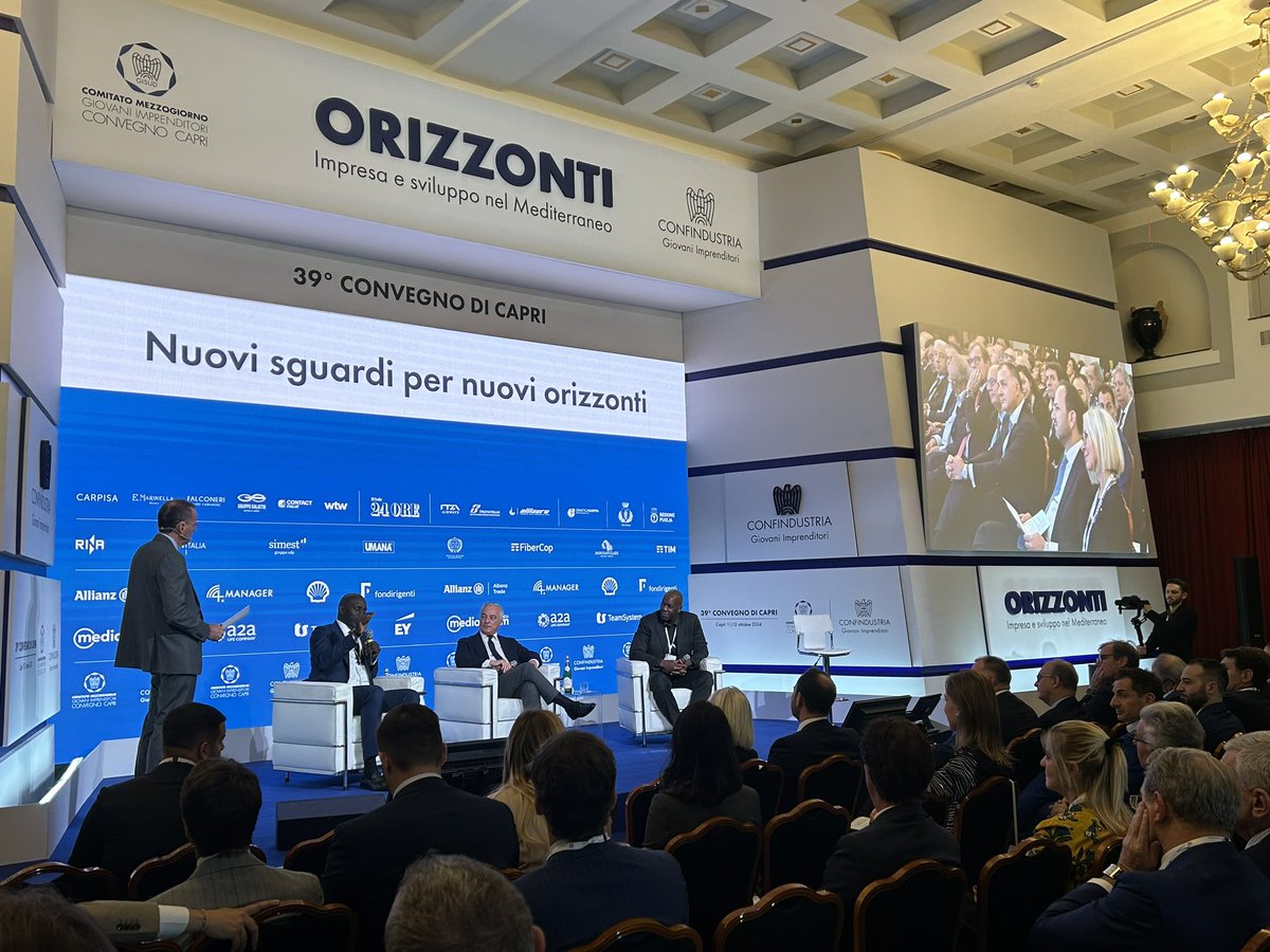 GIConfindustria's tweet photo. Oggi il Piano Mattei è l’unico vero piano per l’Africa. Il nostro approccio e la vicinanza culturale possono essere un vantaggio competitivo per le imprese. Serve fare Sistema.

Massimo Dal Checco, Presidente @ASSAFRICA e Bachir Sall, Fondatore Matelica a #Capri2024 https://t.co/Eae0a1kmtd