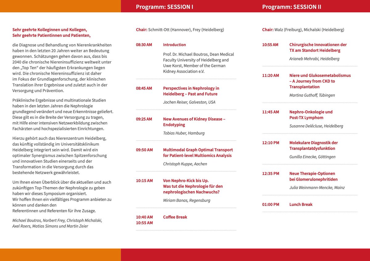 Michael Boutros (@michael_boutros) on Twitter photo Join us for a symposium on "Frontiers in Nephrology" at <a href="/UniHeidelberg/">Uni Heidelberg</a> on October 18th, 2024. Exciting program with talks on translational and clinical programs in nephrology..
#Heidelberg #MedicalSchool #UKHD #NCT Join us for a symposium on "Frontiers in Nephrology" at <a href="/UniHeidelberg/">Uni Heidelberg</a> on October 18th, 2024. Exciting program with talks on translational and clinical programs in nephrology..
#Heidelberg #MedicalSchool #UKHD #NCT
