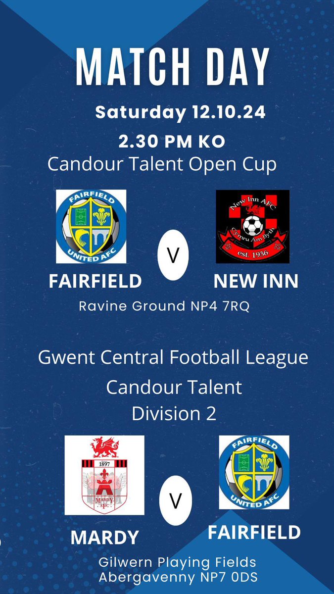 📣 Game day 📣

Cup action for the firsts today and the seconds away to Mardy in the league.