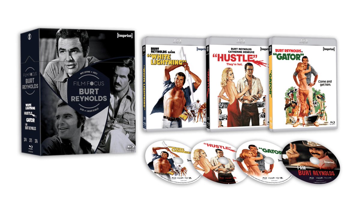 disc_connected's tweet photo. ***RELEASE DETAILS***
Coming on January 8th on Blu-ray from @Imprint_Films: #FilmFocus: #BurtReynolds (1973-1976)!
Quintessential leading man Burt Reynolds stars in three action-packed thrill rides from the 70s!
White Lightning (1973)
Hustle (1975)
Gator (1976)
Limited Edition 4-Disc Hardbox, featuring brand NEW Special Features for every film, plus the acclaimed 2020 feature documentary ‘I Am Burt Reynolds’.
1500 copies only.
White Lightning (1973) – Imprint Collection #374
This cult classic film cemented Reynolds as a charismatic action star, as he plays an ex-con in a pursuit for revenge against the man who killed his brother.
Also starring Jennifer Billingsley, Ned Beatty, Bo Hopkins, R. G. Armstrong and Diane Ladd, as well as featuring Laura Dern in her film debut, at just six years old!
When the police pick up Gator McKlusky for running moonshine, they agree to let him out of jail if he will help them capture the key figures in his moonshine operation. Since the suspected ringleader is the man who killed Gator’s little brother, he agrees to help out the cops to get himself out of prison and get his revenge.
Special Features & Technical Specs:
1080p High-definition presentation on Blu-ray
NEW Audio Commentary by writer / film scholar Travis Woods
NEW Burt: A Decade Behind the Wheel – interview with writer Wayne Byrne, author of “Burt Reynolds on Screen”
NEW Interview with composer Charles Bernstein
TV Spots
Radio Spots
Theatrical Trailer
Aspect Ratio 1.85:1
Audio: English LPCM 2.0 Mono
Optional English HOH Subtitles
Hustle (1975) – Imprint Collection #375
Burt Reynolds and Catherine Deneuve (Belle de Jour) turn the heat up in this box-office smash, neo-noir crime thriller directed by Robert Aldrich (The Dirty Dozen).
Everybody “hustles” – especially in Los Angeles. Caught in the web of modern reality is an old-fashioned detective who is tasked with investigating a young girl’s suicide.
Also starring Ben Johnson, Paul Winfield, Eileen Brennan, Eddie Albert, Ernest Borgnine, Colleen Brennan, Catherine Bach, Jack Carter, and Robert Englund (A Nightmare On Elm Street).
Gene Siskel called Hustle “the kind of picture you don’t want to see end. It’s going to be a cult favourite.”
Special Features & Technical Specs:
1080p High-definition presentation on Blu-ray from a 4K Scan
NEW Audio Commentary by film historian / filmmaker Daniel Kremer
NEW Video Essay by film critic Blake Howard
TV Spots
Theatrical Trailer
Aspect Ratio 1.85:1
Audio TBC
Optional English Subtitles
Gator (1976) – Imprint Collection #376
Burt Reynolds’ directorial debut! This sequel to White Lightning sees Burt return as Bobby “Gator” McKlusky, a high-octane ride packed with action and laughs.
Gator is blackmailed by federal agents to fink on his good buddy – and local crime czar – Bama McCall. Although reluctant at first, Gator soon discovers his old friend is involved in extortion, prostitution and murder.
Special Features & Technical Specs:
1080p High-definition presentation on Blu-ray
NEW Audio Commentary by author / film critic Patrick Bromley
NEW Burt: A Decade Behind the Camera – interview with writer Wayne Byrne, author of “Burt Reynolds on Screen”
Archival interview with Jim Whaley for Cinema Showcase
Radio Spots
Theatrical Trailer
Audio TBC
Audio: English LPCM 2.0 Stereo
Optional English HOH Subtitles
Bonus Disc: I Am Burt Reynolds (2020)
I Am Burt Reynolds follows an iconic career from its beginnings in Old Hollywood through to breakout roles in Deliverance and The Longest Yard, to the smash hit, Smokey and the Bandit and on to Boogie Nights, revealing how Southern charm combined with a progressive attitude towards women, race and sexuality made Burt Reynolds a hero to all.
Special Features & Technical Specs:
1080p High-definition presentation on Blu-ray
NEW Interview with Adrian Buitenhuis, director of “I Am Burt Reynolds”
Aspect Ratio 1.78:1
Audio: English DTS-HD 5.1 Surround + LPCM 2.0 Stereo
Optional English HOH Subtitles
https://t.co/7SHoCmKxsu
#BluRay #PhysicalMedia #BluRays #BoutiqueBluRay #CultMovies #DiscConnected #ImprintFilms