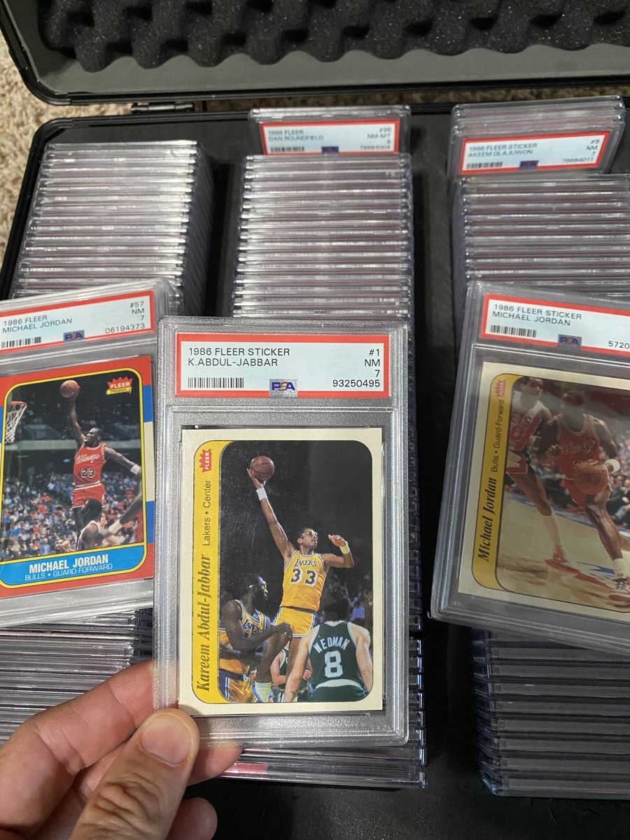 Gnew_cards's tweet photo. Literally 34 years in the making and it’s finally done! PSA 7 or above. Had several help along the way to completing the best set ever. #86fleer @Jasondardick @CardPurchaser @BaldyCards @HenryRCardboard @BeisbolCardBlog @jtteaxasaggie @ThoseBackPages https://t.co/uFvR7j14tu