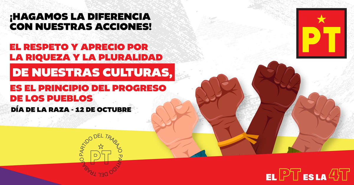 El respeto y aprecio por la riqueza y la pluralidad de nuestras culturas, es el principio del progreso de los pueblos.

#DíaDeLaRaza