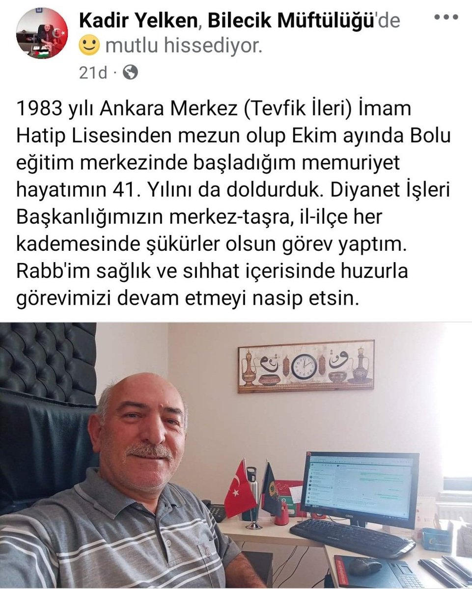 Bu arkadaşımız,  kadim devletimize ve aziz milletimize YÖNETİCİ kadroda 41 yıldır hizmet ediyor.

3600 Ek Gösterge alamadı. Birgün emekli olacak ve asgari ücret civarı maaş alacak.

#KamuŞefleri ve Emeklisine bu hak mı?

<a href="/RTErdogan/">Recep Tayyip Erdoğan</a> <a href="/memetsimsek/">Mehmet Simsek</a> <a href="/isikhanvedat/">Prof. Dr. Vedat Işıkhan</a> <a href="/KamuSefleri/">KAMU ŞEFLERİ PLATFORMU</a>