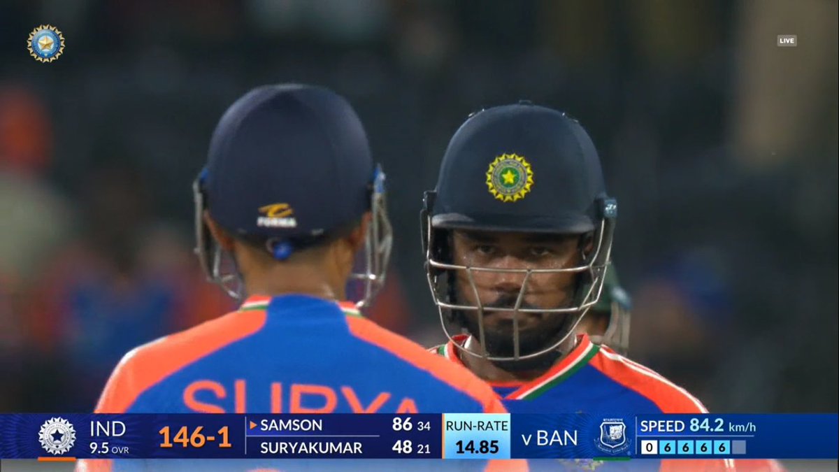 6️⃣6️⃣6️⃣6️⃣6️⃣

- 5 CONSECUTIVE SIXES BY SANJU SAMSON IN AN OVER, MADNESS AT UPPAL...!!! 🤯🇮🇳

#indvsbangladesh
#sanjusamson
#SuryakumarYadav