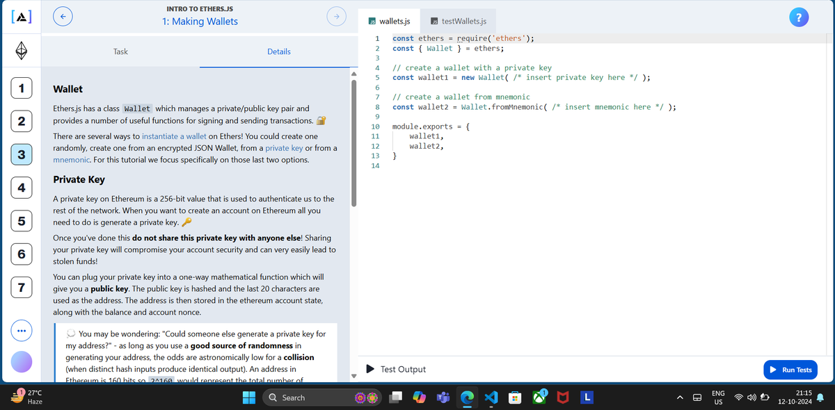 nitesh_saini404's tweet image. 📚 #Day15 of my Web3 journey!
Today's progress :-
• Learning Ether.js with @AlchemyPlatform.
• Diving into smart contracts & Ethereum transactions! 🚀🌐
#Web3 #EtherJS #Blockchain #Ethereum #AlchemyUniversity