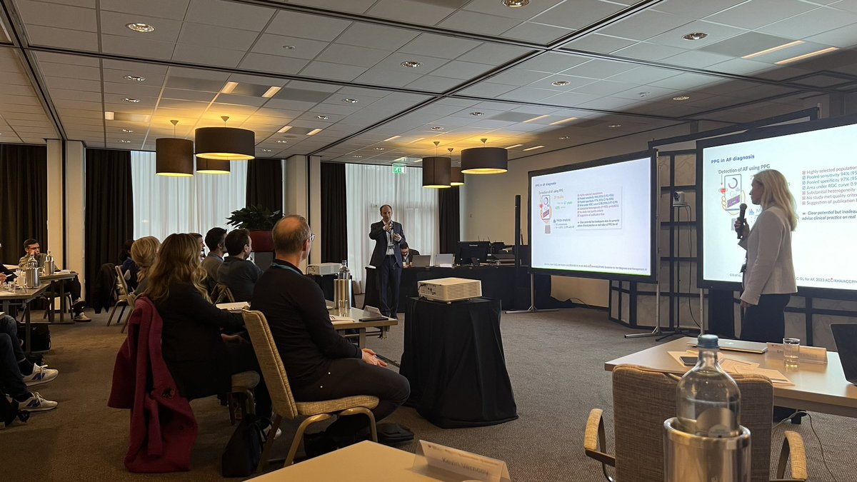 Philipp Sommer (@phiso_de) on Twitter photo Kick-off for #DASCAM in #Maastricht. <a href="/EmmaSvennberg/">Emma Svennberg</a> and <a href="/Dominik_Linz/">Dominik Linz</a> discussing relevance of PPG recordings with the new 32 participants. <a href="/kvernooy/">Kevin Vernooy</a> <a href="/JordiHeijman/">Jordi Heijman</a> <a href="/EHRAPresident/">EHRAPresident</a> <a href="/YoungDgk/">Young DGK</a> <a href="/Leonard_Bergau/">Leonard Bergau</a> <a href="/DS_DoreenSch/">Doreen Schöppenthau (Schreiber)</a> Kick-off for #DASCAM in #Maastricht. <a href="/EmmaSvennberg/">Emma Svennberg</a> and <a href="/Dominik_Linz/">Dominik Linz</a> discussing relevance of PPG recordings with the new 32 participants. <a href="/kvernooy/">Kevin Vernooy</a> <a href="/JordiHeijman/">Jordi Heijman</a> <a href="/EHRAPresident/">EHRAPresident</a> <a href="/YoungDgk/">Young DGK</a> <a href="/Leonard_Bergau/">Leonard Bergau</a> <a href="/DS_DoreenSch/">Doreen Schöppenthau (Schreiber)</a>