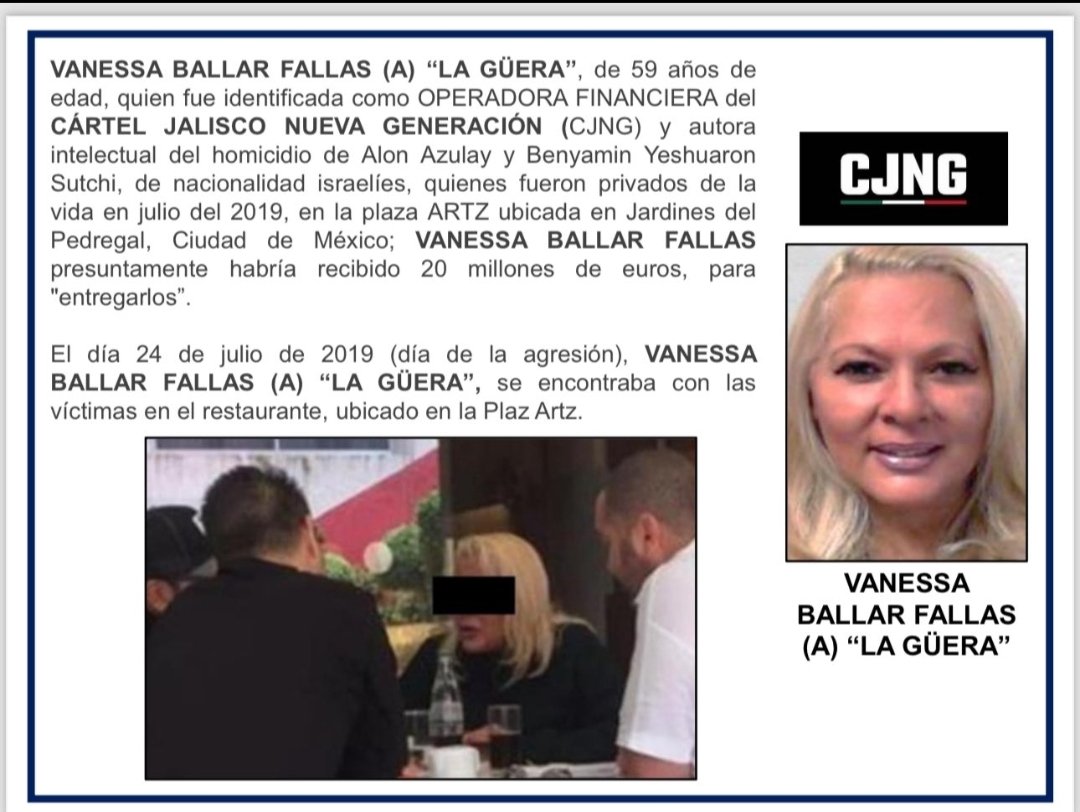 catrina_nortena's tweet photo. #ULTIMAHORA 
🚨 SABADAZO DE PIÑA y su Pandilla en Pleno Paro Laboral

Dejan Libre a Vanessa Ballar “LA GÜERA” operadora del Cartel de Jalisco y autora intelectual del homicidio de los Israelis Alon Azulay y Benyamin Yeshuaron Sutchi, en la plaza ARTZ...

Info de @michelleriveraa https://t.co/HTlomyeWbF