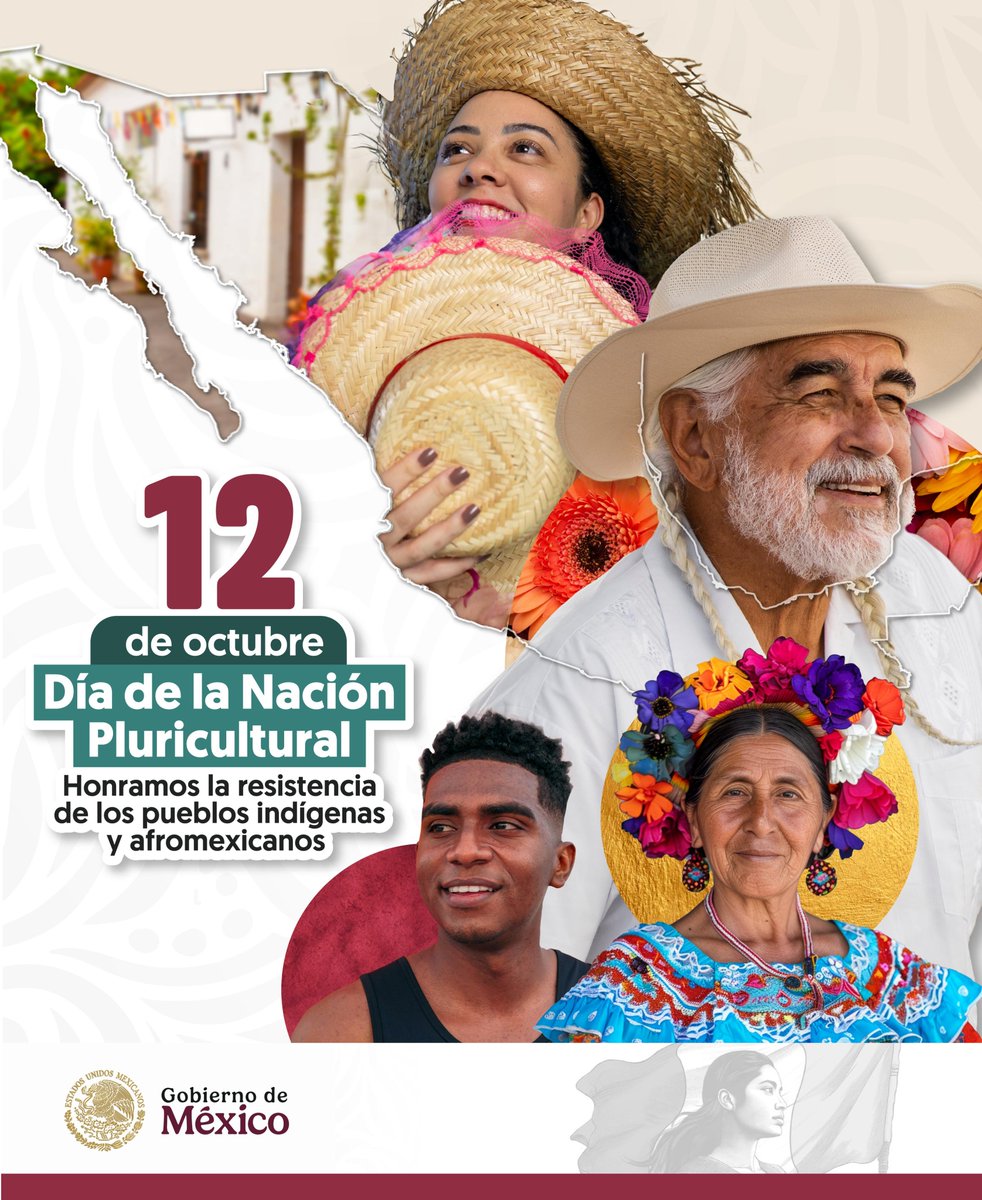 GobiernoMX's tweet photo. Conmemoramos la riqueza, diversidad y tradiciones culturales que construyen la identidad de nuestra nación.

Hoy en el Día de la Nación Pluricultural reconocemos la herencia de todos los pueblos indígenas y afromexicanos promoviendo la igualdad y el respeto. 

El segundo piso de la Cuarta Transformación rechaza cualquier forma de discriminación, racismo y clasismo.

#12DeOctubre
