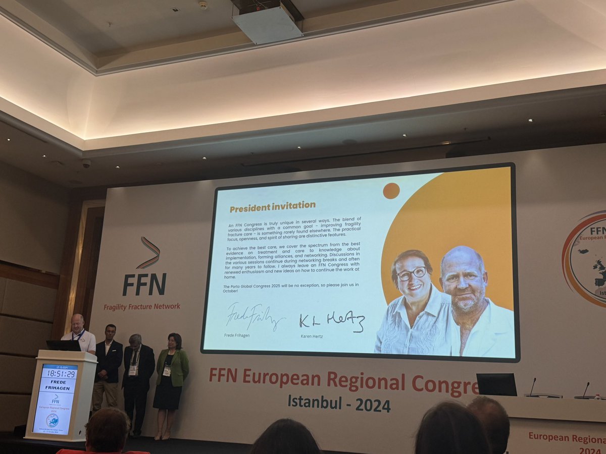 Melissa Taylor (@melissataylorot) on Twitter photo A wonderful closing address from <a href="/FredeFrihagen/">Frede Frihagen</a> David Marsh and the organising committee highlighting the purpose of <a href="/FF_Network/">Fragility Fracture Network (FFN)</a> - to improve the lives of patients with fragility fractures globally
A fantastic European Congress, looking forward to Porto 2025! 👏
#FFN2024 A wonderful closing address from <a href="/FredeFrihagen/">Frede Frihagen</a> David Marsh and the organising committee highlighting the purpose of <a href="/FF_Network/">Fragility Fracture Network (FFN)</a> - to improve the lives of patients with fragility fractures globally
A fantastic European Congress, looking forward to Porto 2025! 👏
#FFN2024