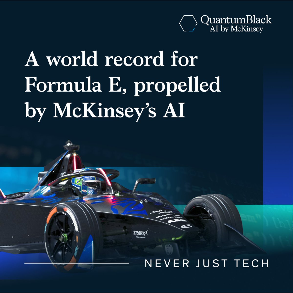 McKinsey's tweet photo. It's not every day that we’re involved in breaking world records, but experts from @quantumblack helped a Formula E electric race car do exactly that.🏎
Discover how our work with Google Cloud propelled the exciting land-speed achievement. https://t.co/KVNVmwBeas
#NeverJustTech https://t.co/i8L7my1gMK