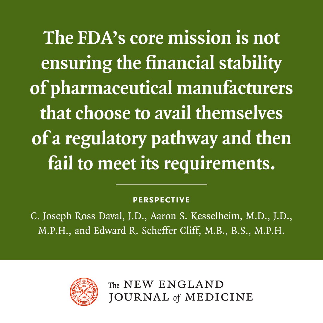 In order to ensure timely testing of drugs that have been granted accelerated approval, the FDA can impose civil monetary penalties on dilatory manufacturers — but has never done so. Read the full Perspective: nej.md/3BvjsAe